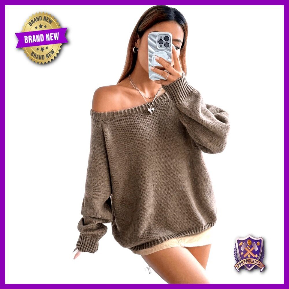 Oversized Off Shoulder Chunky Sweater Pullover Long Sleeve Fall